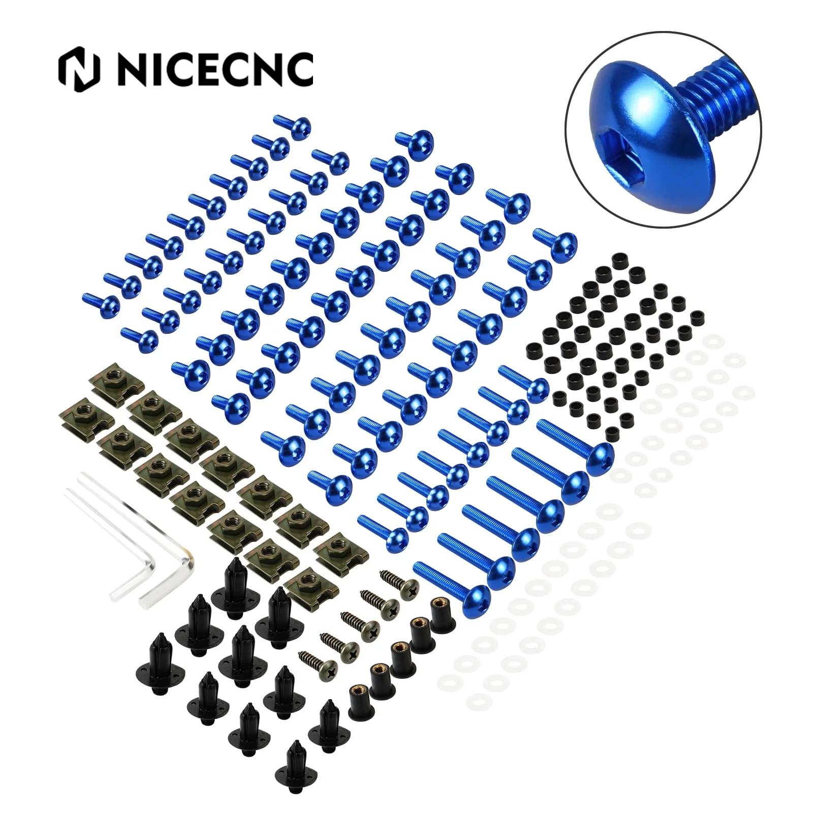 Universal Motorcycle Sportbikes Racing Fairing Bolts Kit Fastener Clips Screws - Image 26