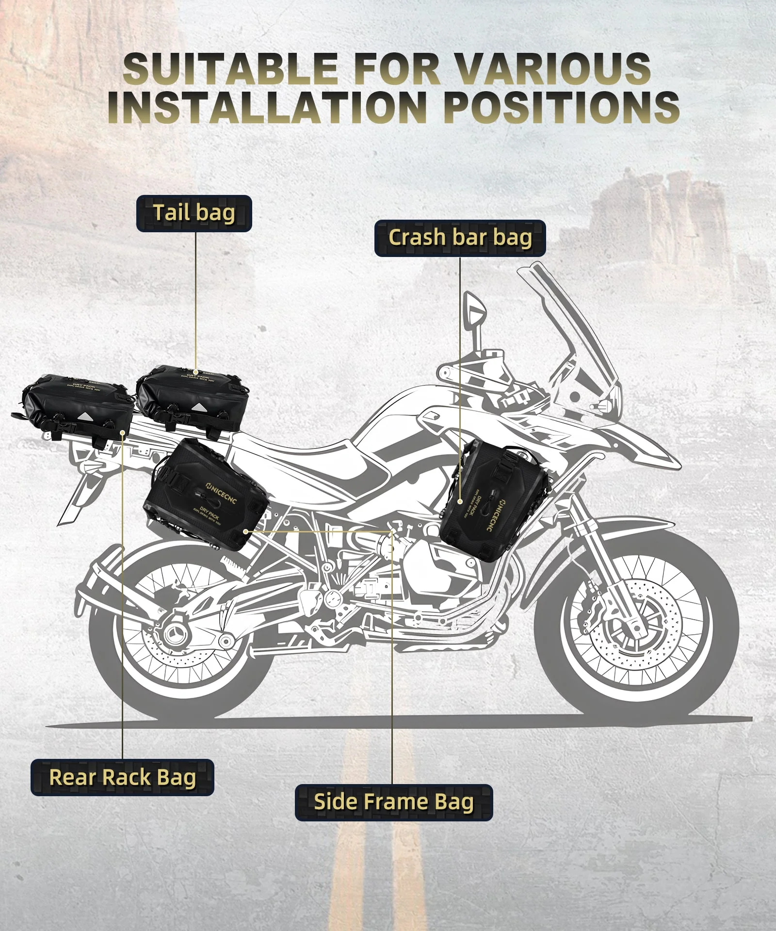 Universal Crash Bar Bag Motorcycle 7L Dry Luggage Bag(Only Ship to US) - Image 20