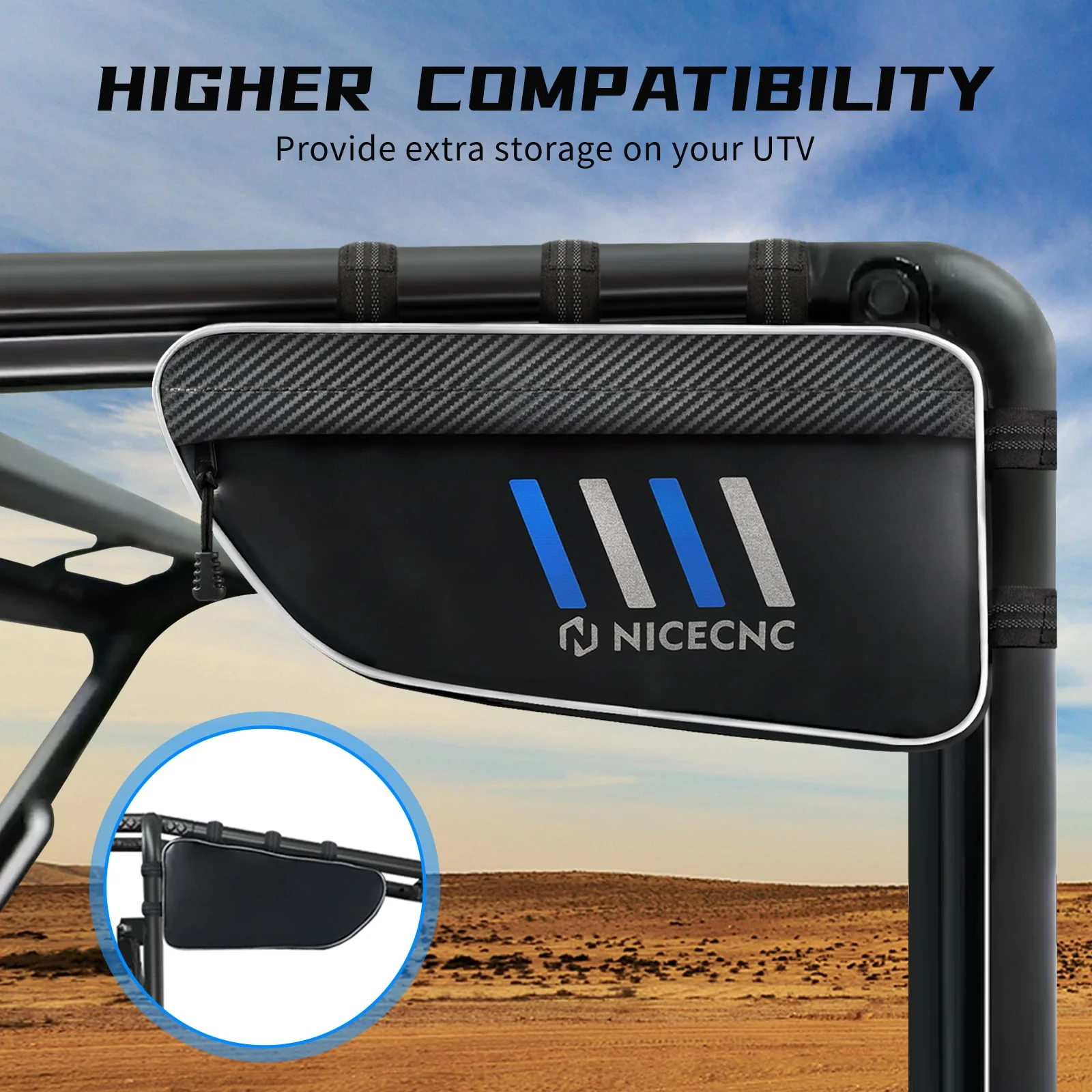 UTV Roll Bar Overhead Storage Tool Bag For Polaris Ranger RZR XP 4 1000 Can Am Maverick Sport - Image 10