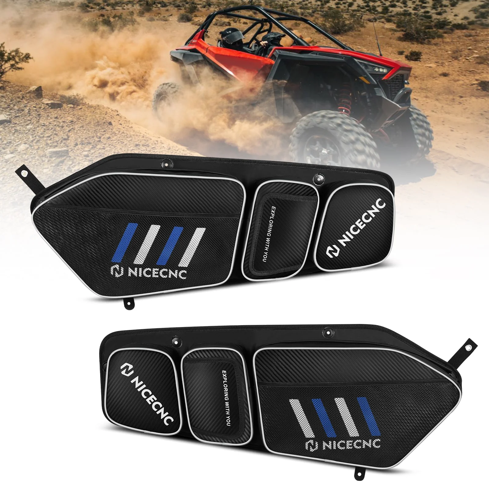 Upgraded Pair UTV Front Door Storage Bags For Polaris RZR TURBO R / PRO XP / PRO R - Image 10
