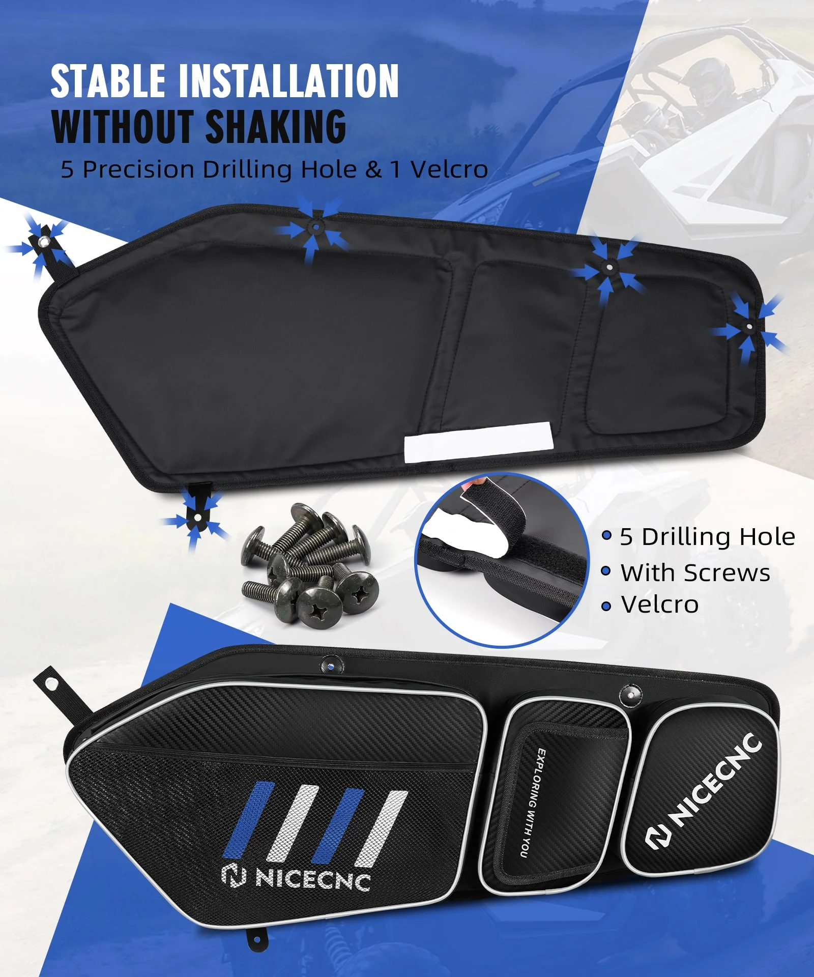 Upgraded Pair UTV Front Door Storage Bags For Polaris RZR TURBO R / PRO XP / PRO R - Image 12