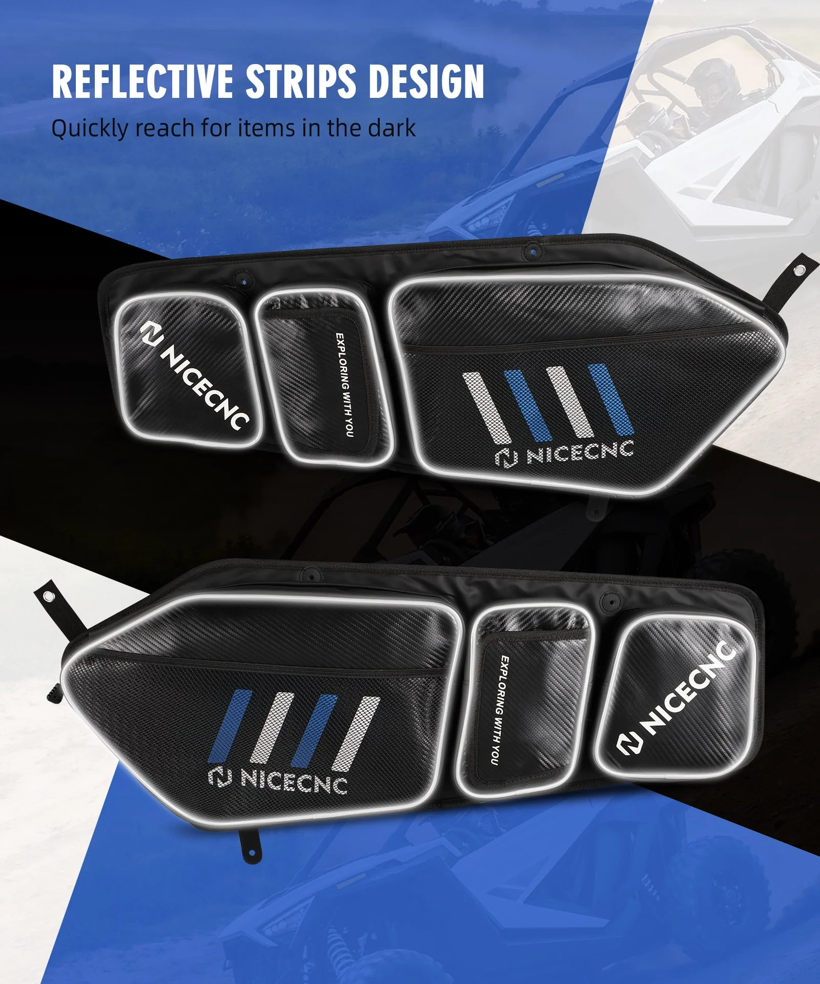 Upgraded Pair UTV Front Door Storage Bags For Polaris RZR TURBO R / PRO XP / PRO R - Image 13