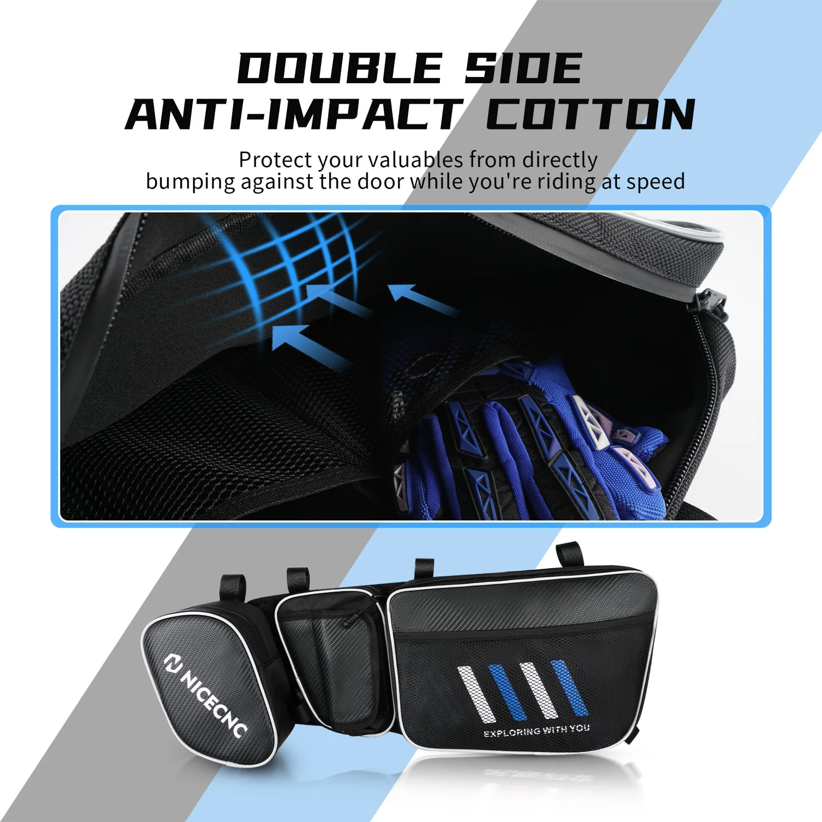 UTV Front Side Door Bags w/ Removable Knee Pad for Can Am Maverick X3 Turbo 2017-2023 - Image 6