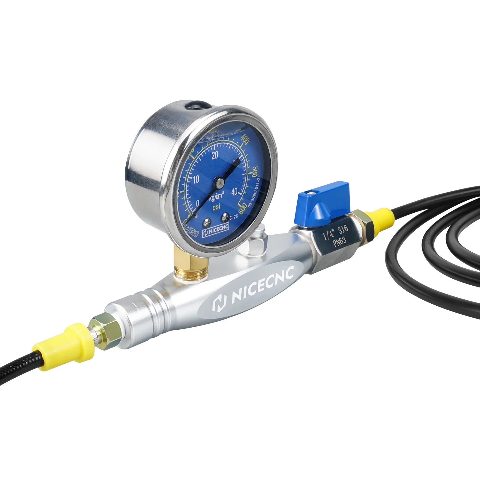 Motorcycle ATV UTV Nitrogen Shock Fill Tool with 2" 600PSI Gauge - Image 7