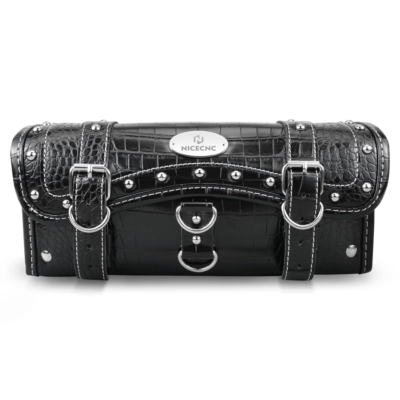 Vintage Motorcycle Handlebar Front Fork Bag Crocodile Texture PU Leather - Image 5