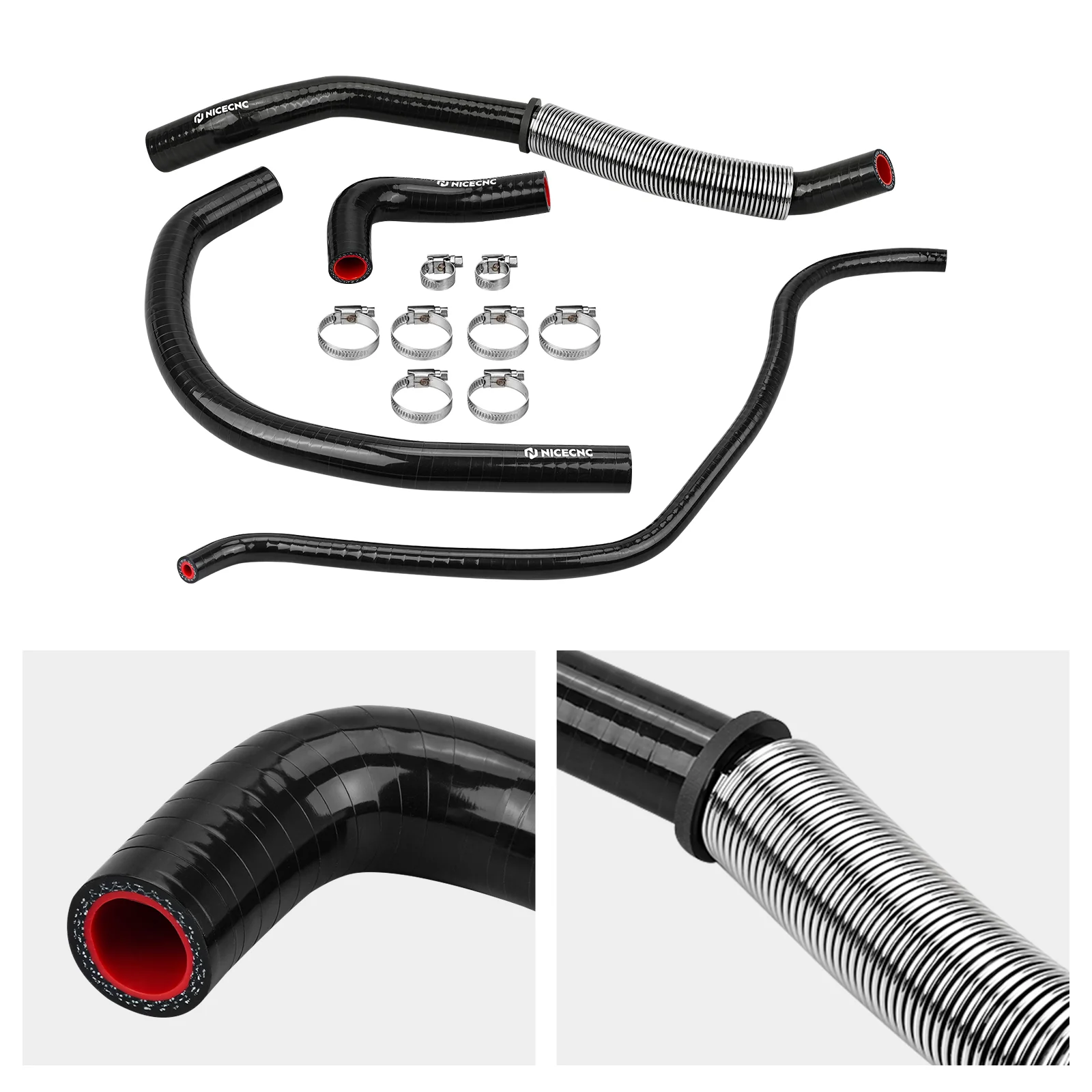 Silicone Radiator Hose Kit w/Heat Shield Adapters For Yamaha Banshee 350 1987-2006 - Image 4