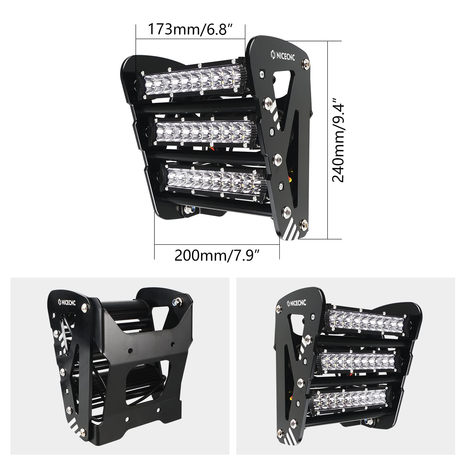 ATV Front Bumper w/LED Head Lights Bar Kit For Yamaha Raptor 700 R 2013-2026 - Image 7