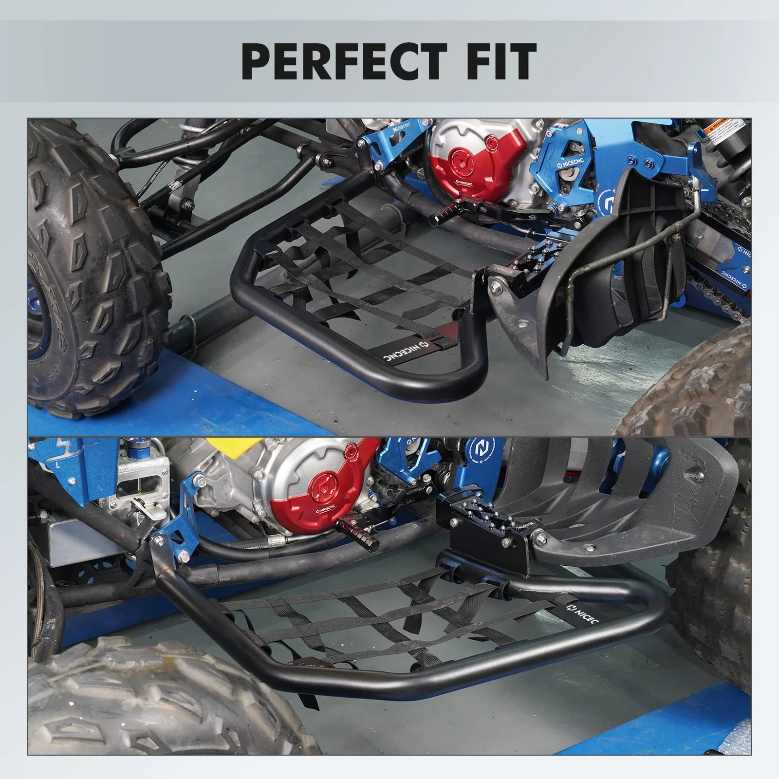 ATV Foot Peg Nerf Bars Heel Guards w/Webbing For Yamaha Raptor 700 700R 06-26 - Image 4