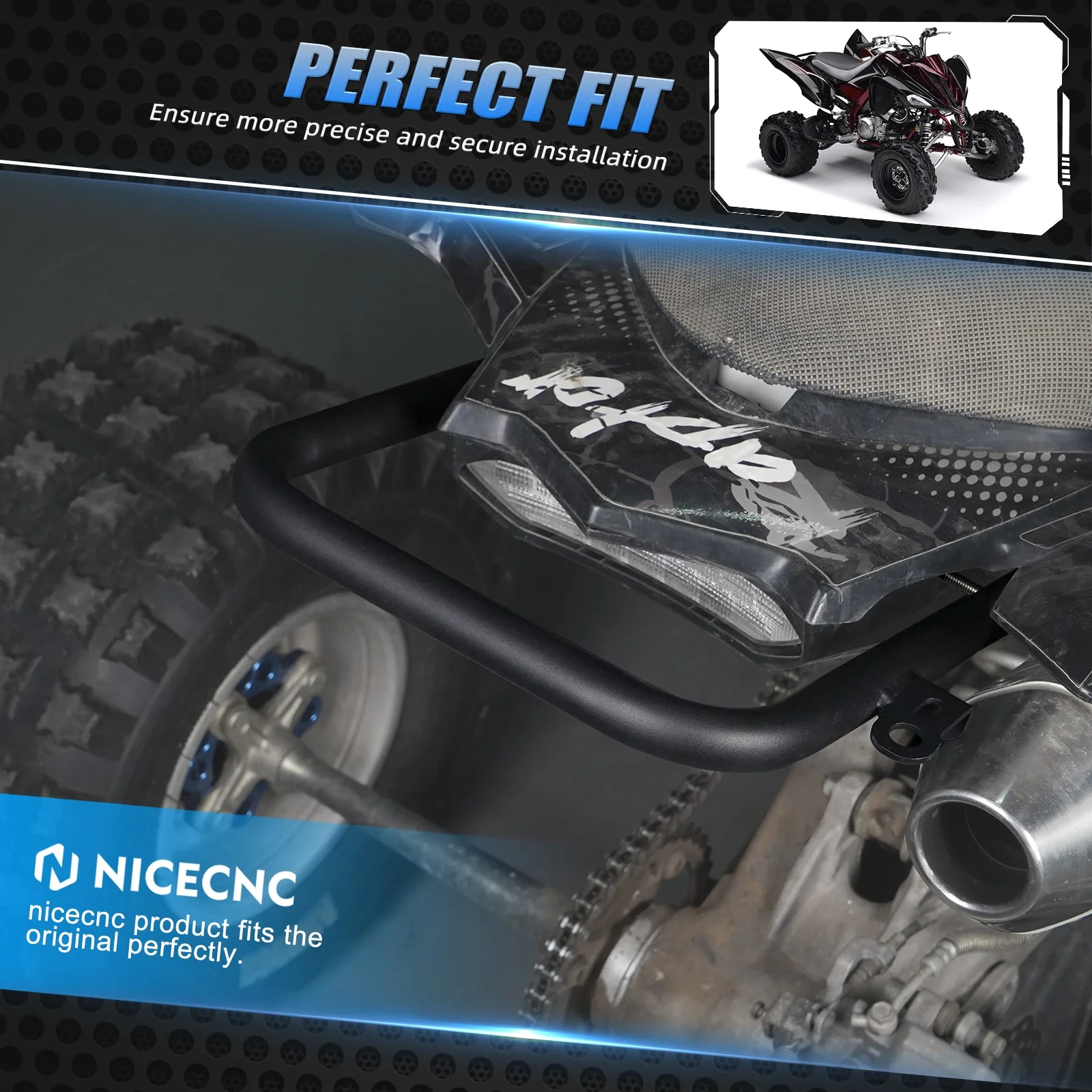 ATV Heavy-duty Rear Grab Bar Bumper Support For Yamaha Raptor 700 700R 06-26 - Image 3