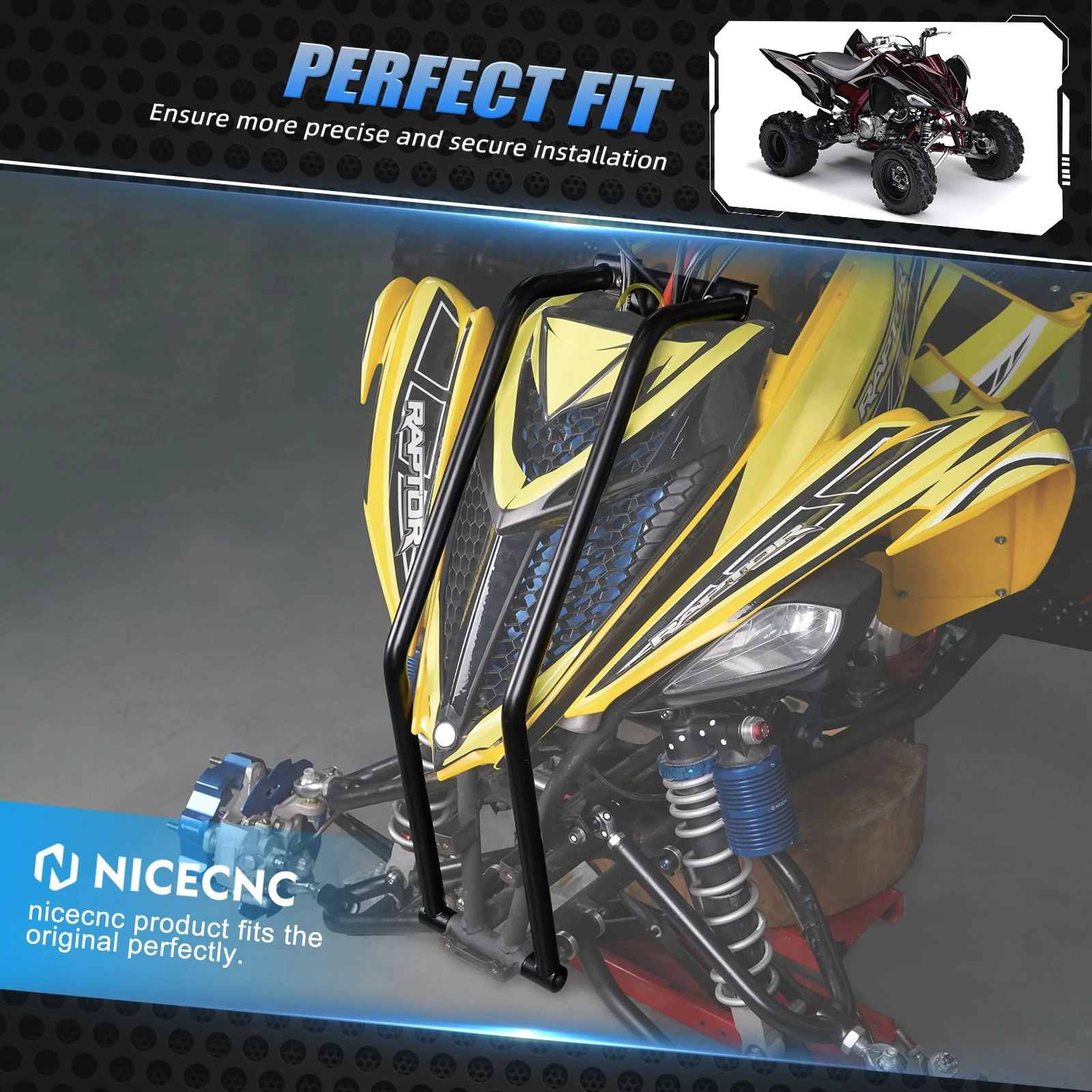 ATV Front Bumper GPS Road-Book Spotlight Mount For Yamaha Raptor 700 R 2006-2026 - Image 2