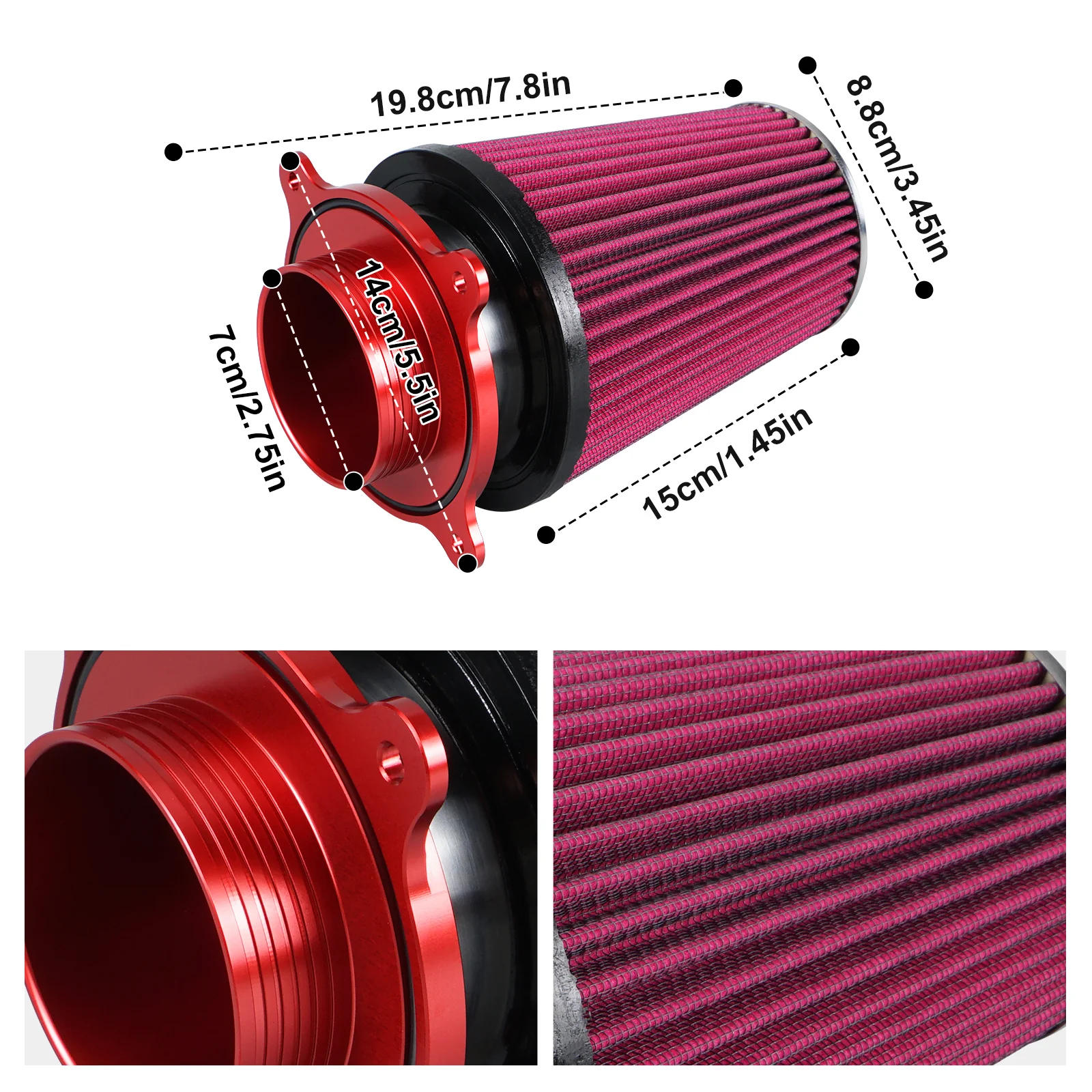 ATV High-Flow Air Filter Intake Cleaner w/Adaptor Kit For Yamaha Raptor 700 700R - Image 15