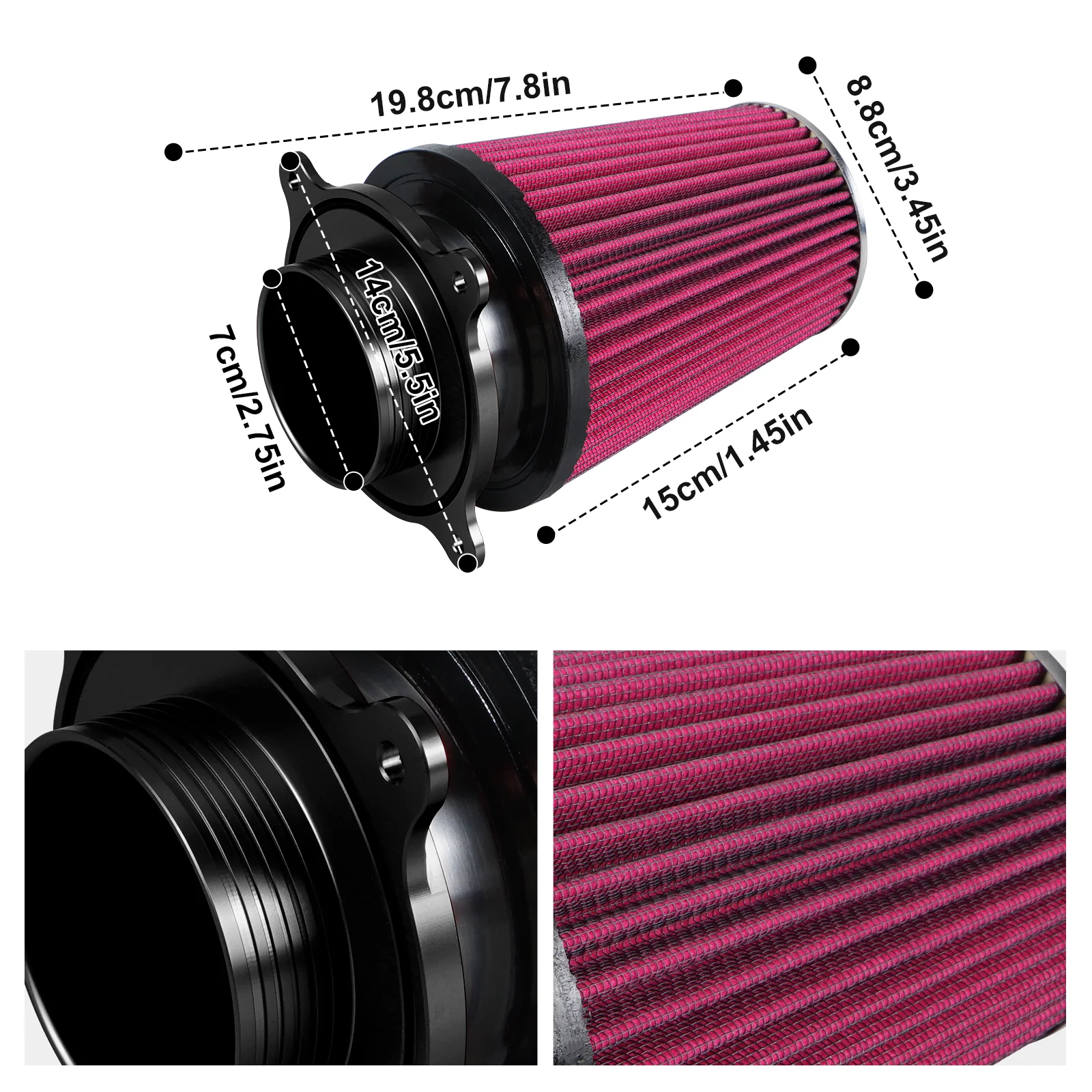 ATV High-Flow Air Filter Intake Cleaner w/Adaptor Kit For Yamaha Raptor 700 700R - Image 11