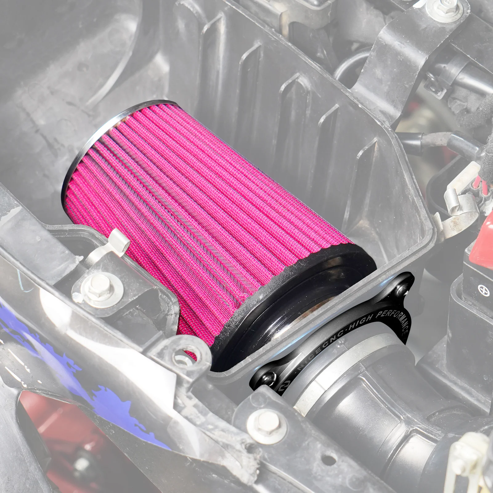 ATV High-Flow Air Filter Intake Cleaner w/Adaptor Kit For Yamaha Raptor 700 700R - Image 3
