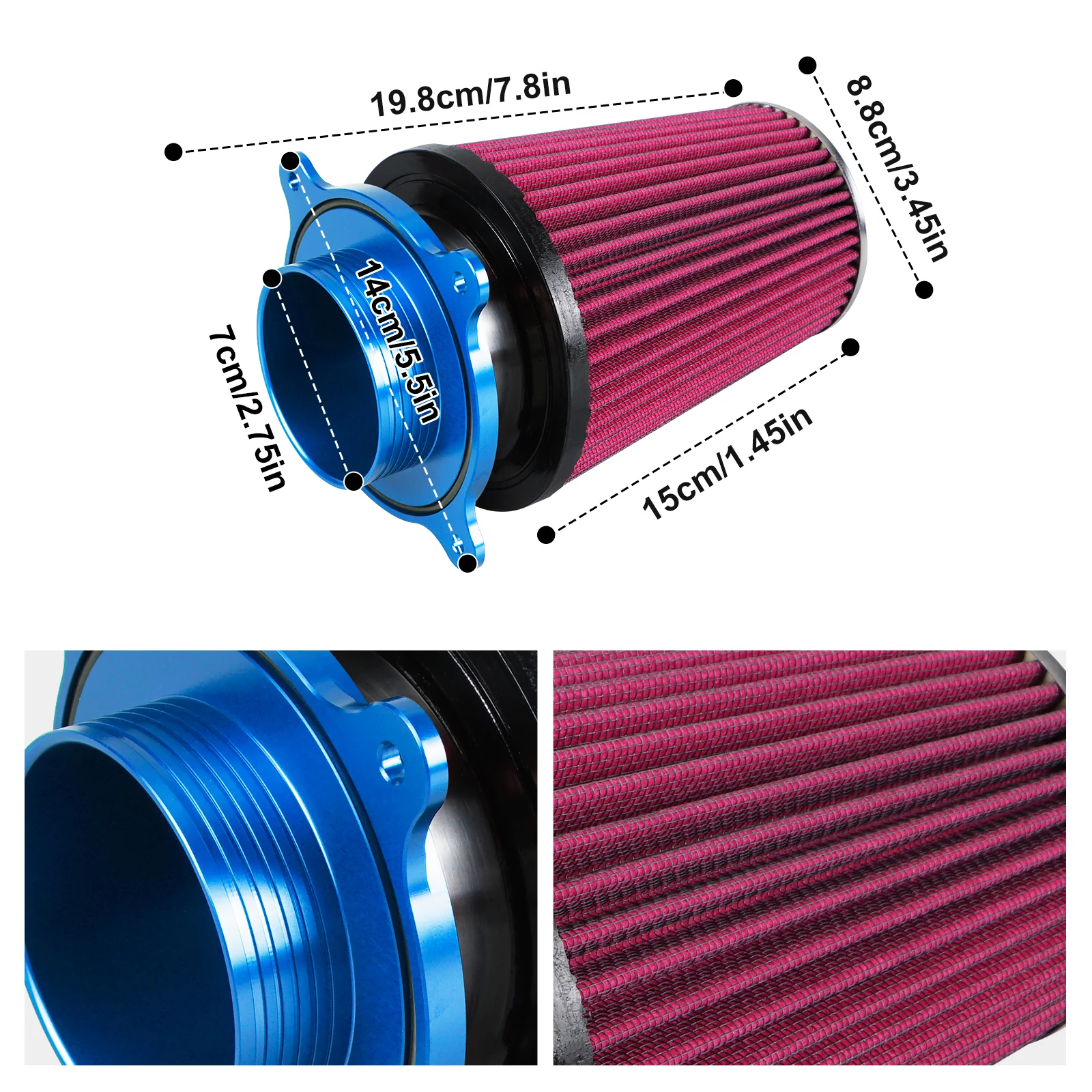 ATV High-Flow Air Filter Intake Cleaner w/Adaptor Kit For Yamaha Raptor 700 700R - Image 8
