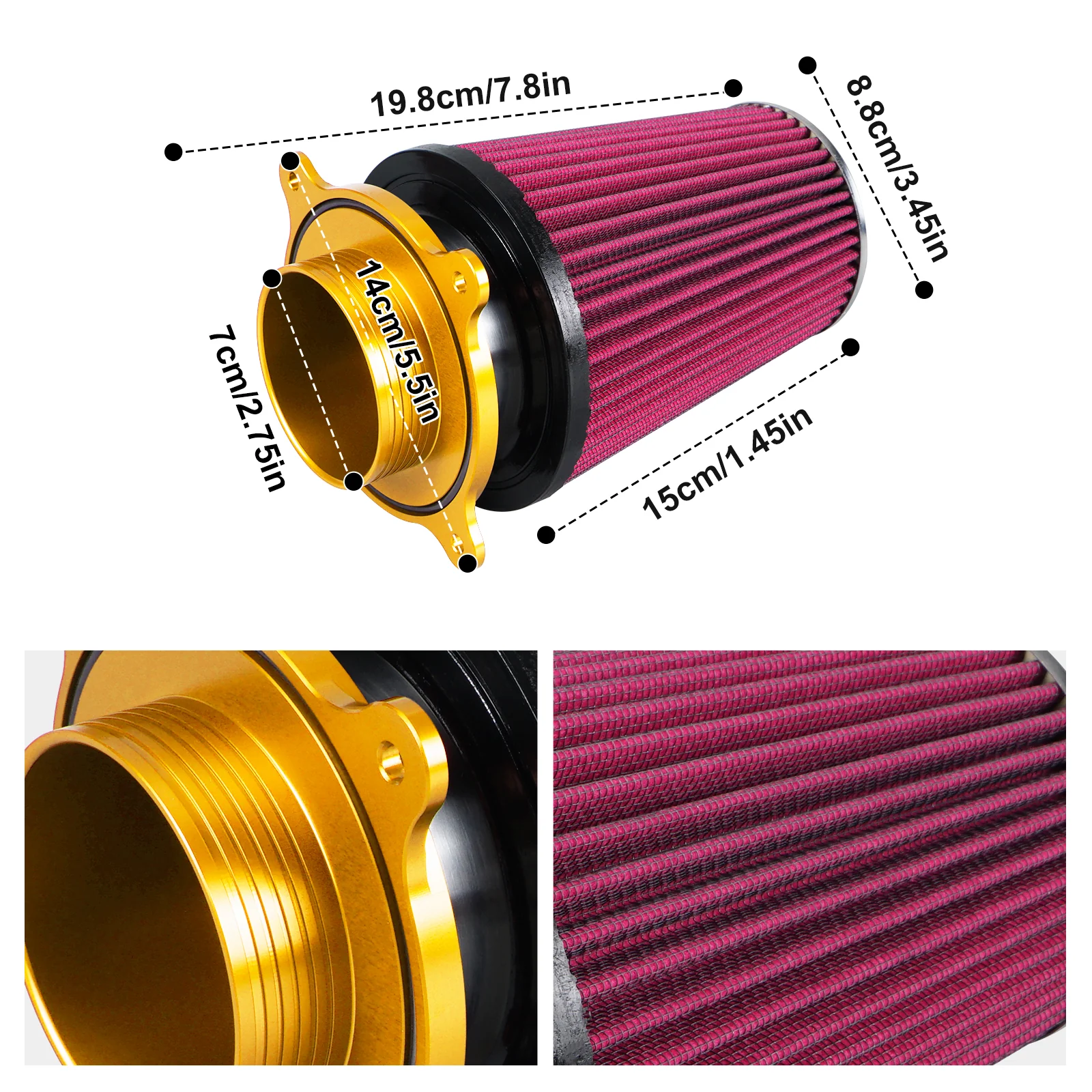 ATV High-Flow Air Filter Intake Cleaner w/Adaptor Kit For Yamaha Raptor 700 700R - Image 19