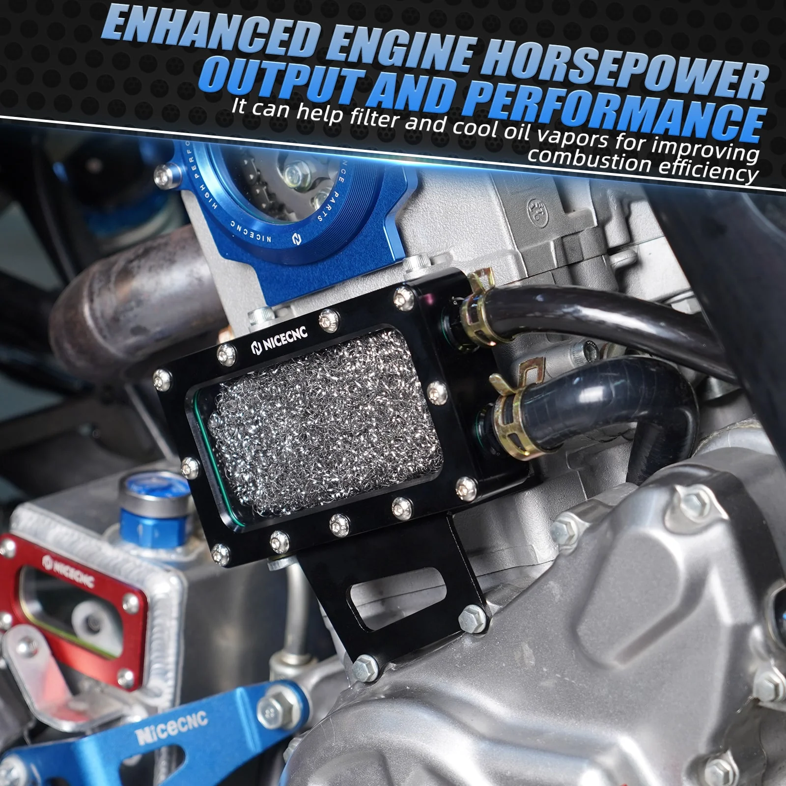 Transparent Oil Breather Vent Box w/Drain Plug Hose Kit For Yamaha Raptor 700 R 06-26 - Image 2