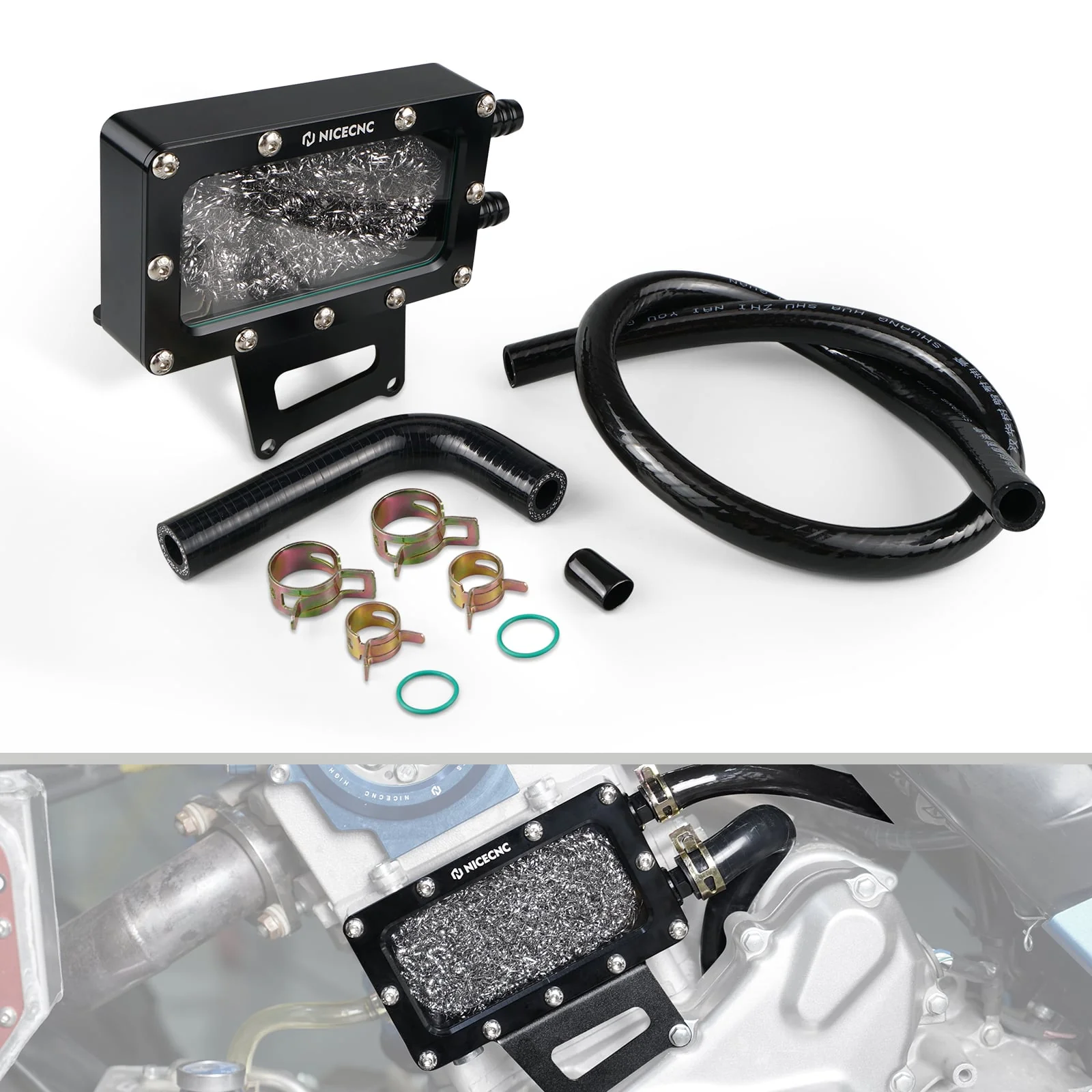 Transparent Oil Breather Vent Box w/Drain Plug Hose Kit For Yamaha Raptor 700 R 06-26 - Image 3