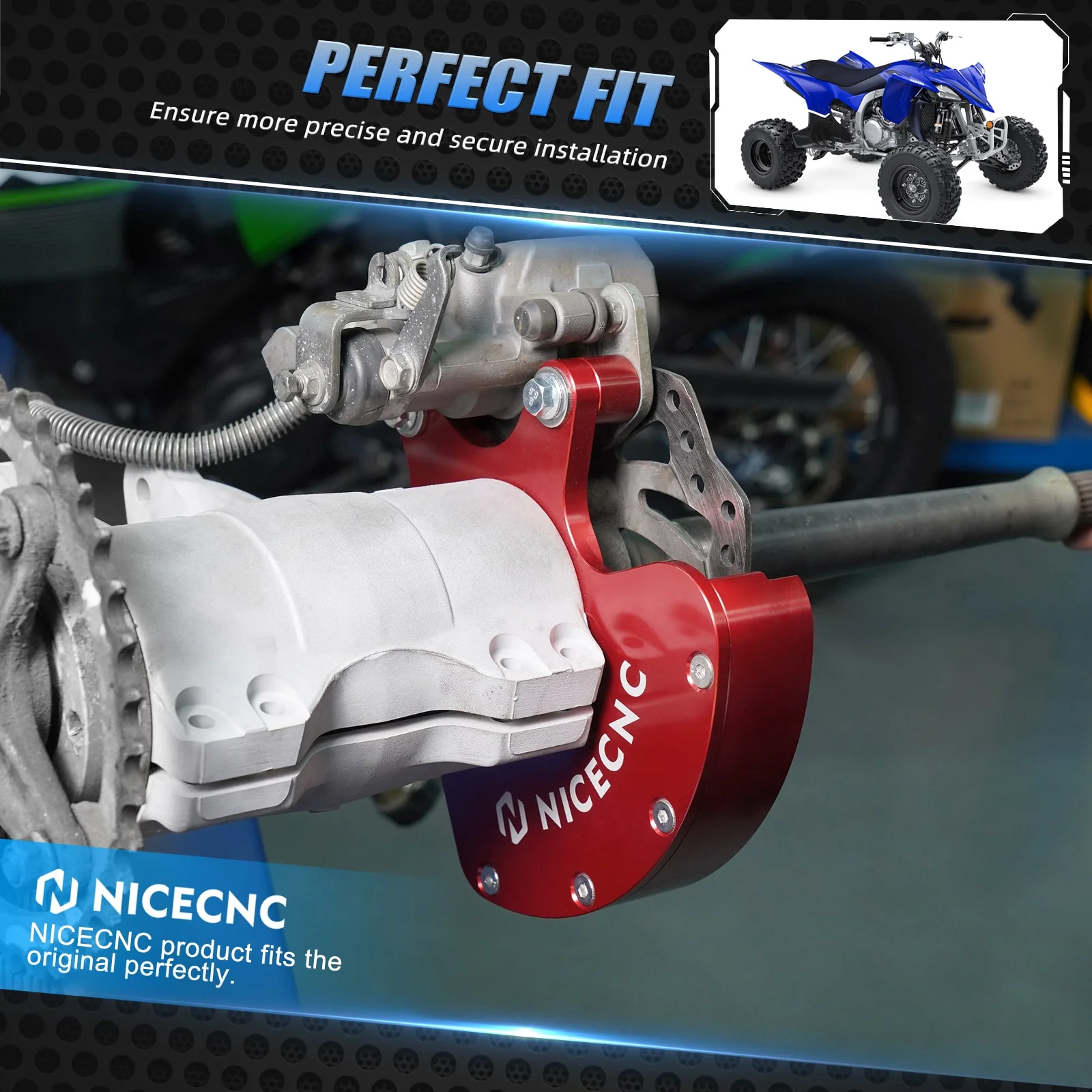 ATV Rear Brake Disc Rotor Guard Caliper Bracket For Yamaha Raptor 700 R 2006-2012 - Image 3