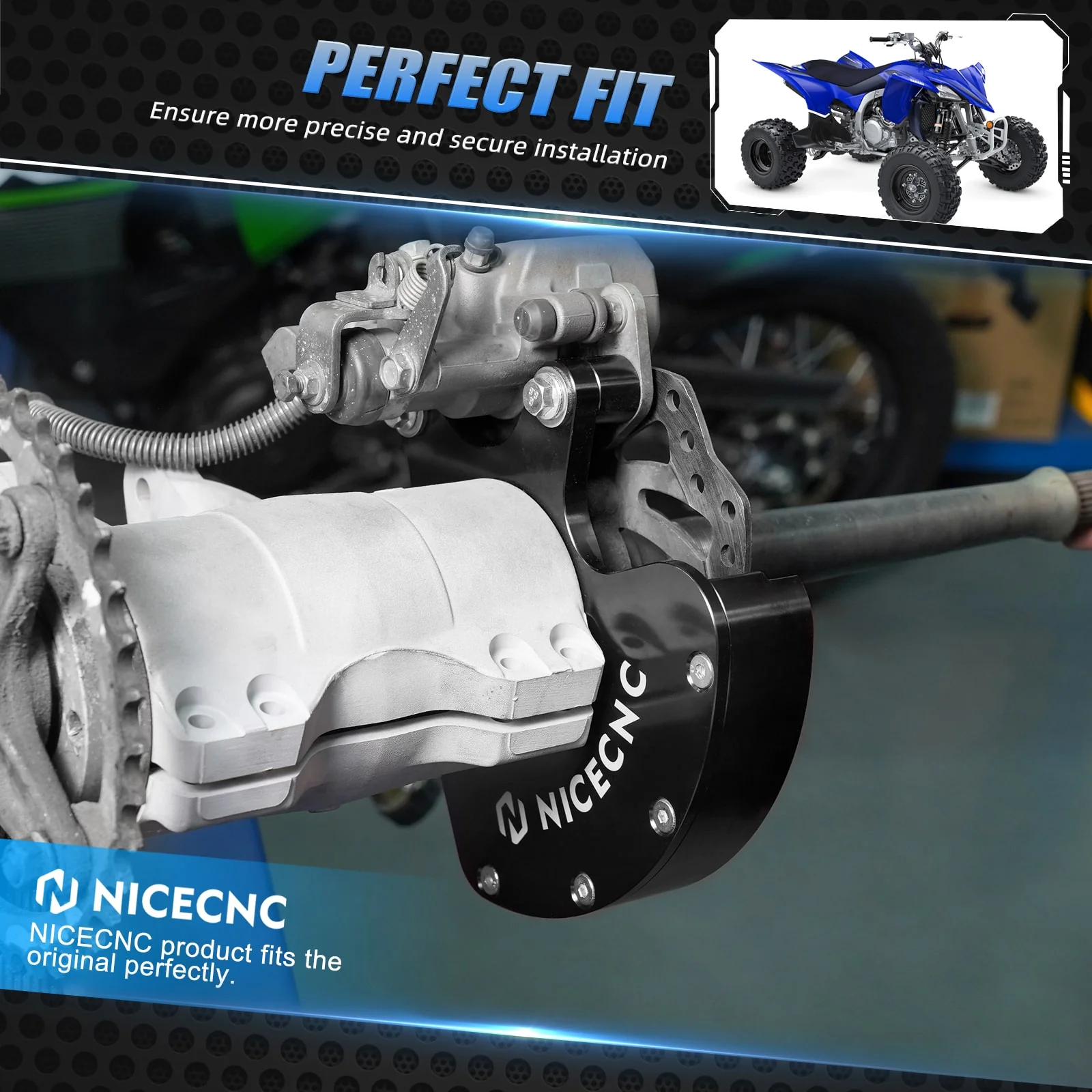 ATV Rear Brake Disc Rotor Guard Caliper Bracket For Yamaha Raptor 700 R 2006-2012 - Image 4