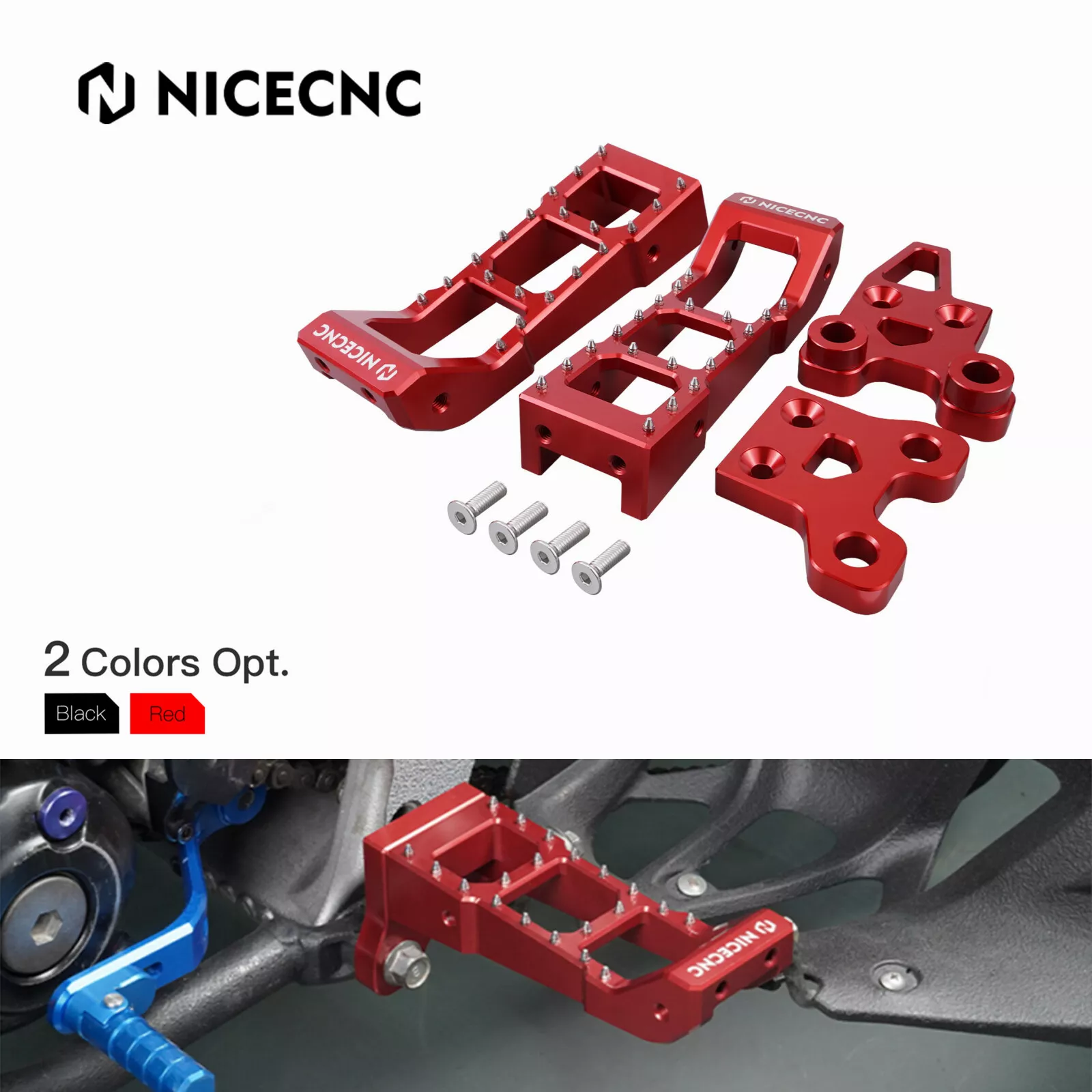ATV Foot Pegs Footrest Pedals Assembly Kit For Yamaha YFZ450R YFZ450X